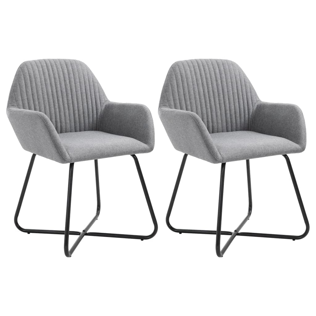 vidaXL Dining Chairs 2 Pcs, Accent Arm Chair with Metal Legs, Upholstered Dining Room Chair for Living Room, Modern Style, Light