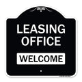 Signmission Designer Series Sign - Leasing Office, Welcome | Black & White 18' X 18' Heavy-Gauge Aluminum Architectural Sign |