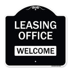 Signmission Designer Series Sign - Leasing Office, Welcome | Black & White 18' X 18' Heavy-Gauge Aluminum Architectural Sign |