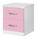 Better Home Products Cindy Faux Wood 2 Drawer Nightstand in Pink and White