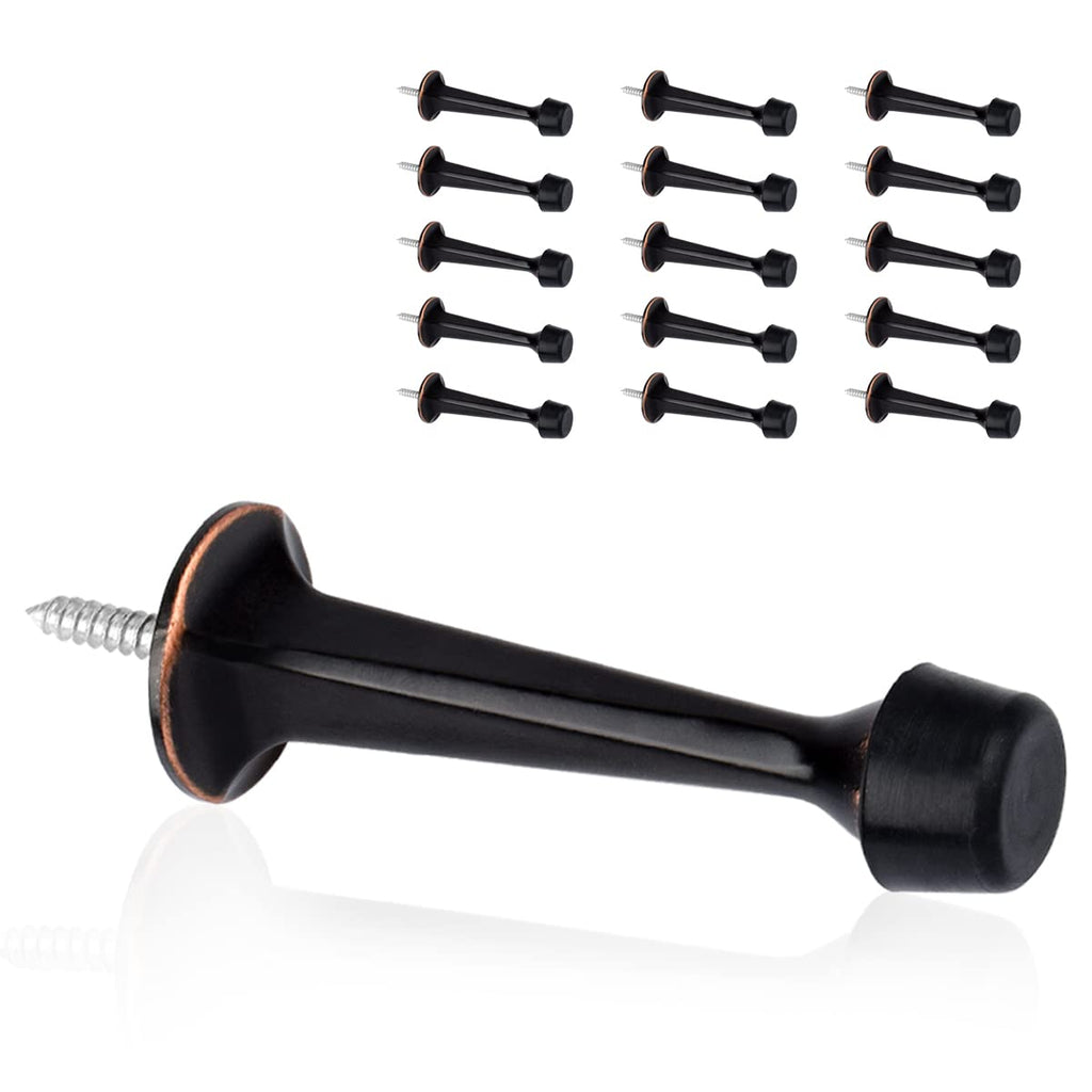 Kovosch 16 Pack Solid Rigid Door Stops - Heavy Duty Door Stoppers Wall Protector With Soft Rubber Tips, Oil Rubbed Bronze