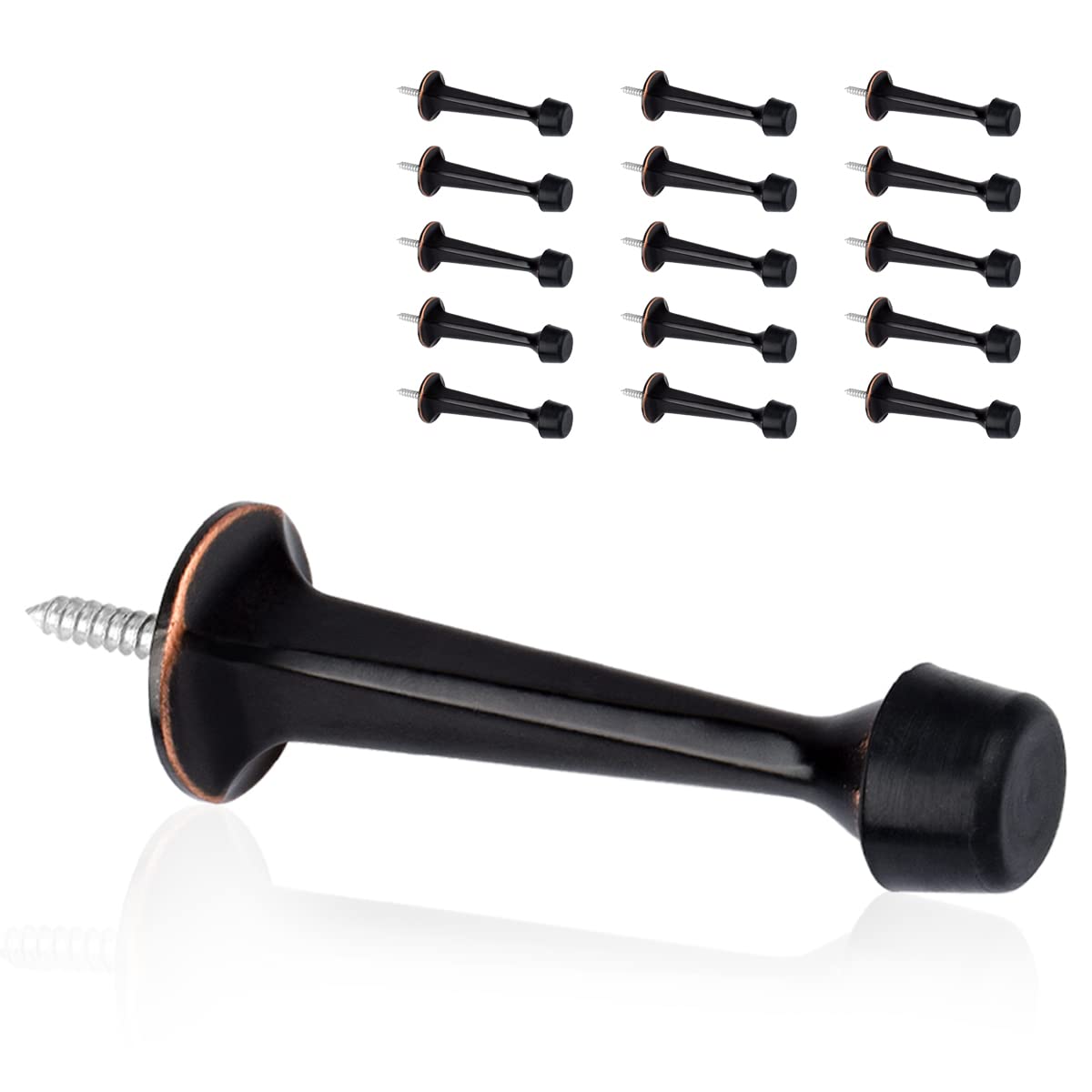Kovosch 16 Pack Solid Rigid Door Stops - Heavy Duty Door Stoppers Wall Protector With Soft Rubber Tips, Oil Rubbed Bronze