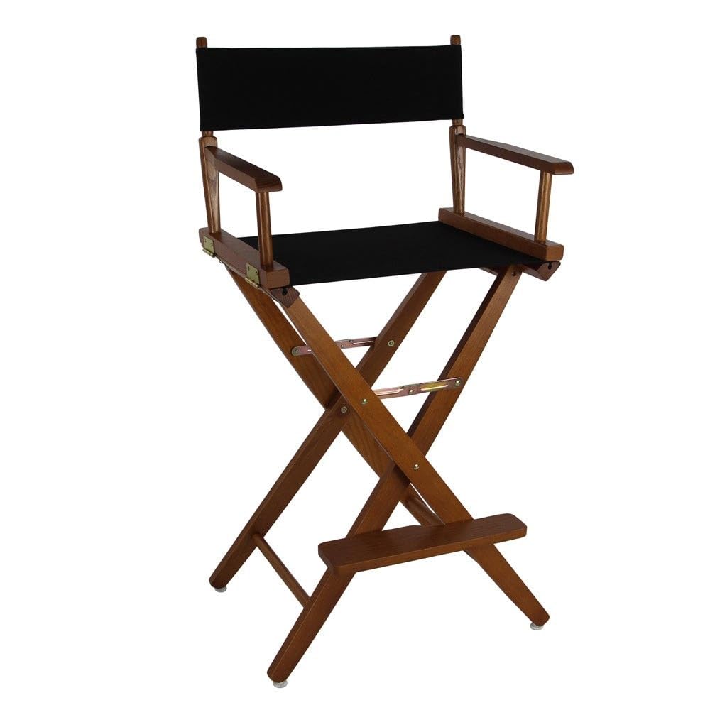 American Trails Extra-Wide Premium 30&quot; Director's Chair Mission Oak Frame with Black Canvas, Bar Height