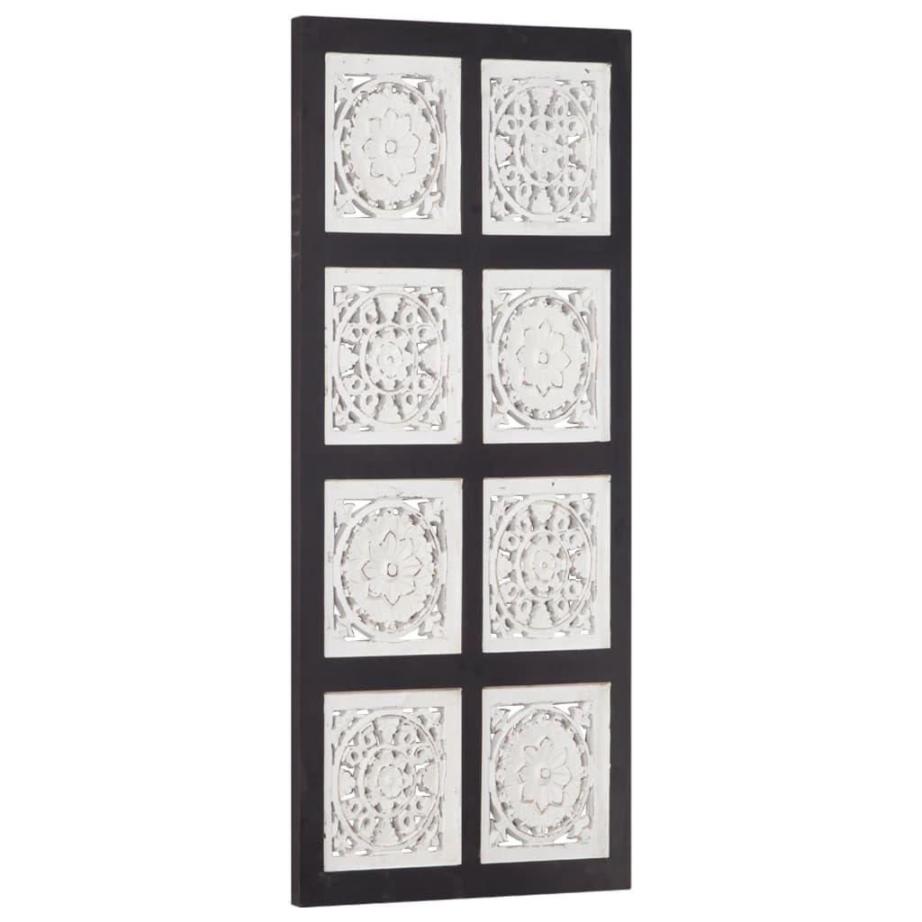 vidaXL Wall Panel - Hand-Carved MDF Artwork - 15.7&quot;x31.5&quot;x0.6&quot; Black and White - Easy-to-Install and Clean Modern Wall Decor