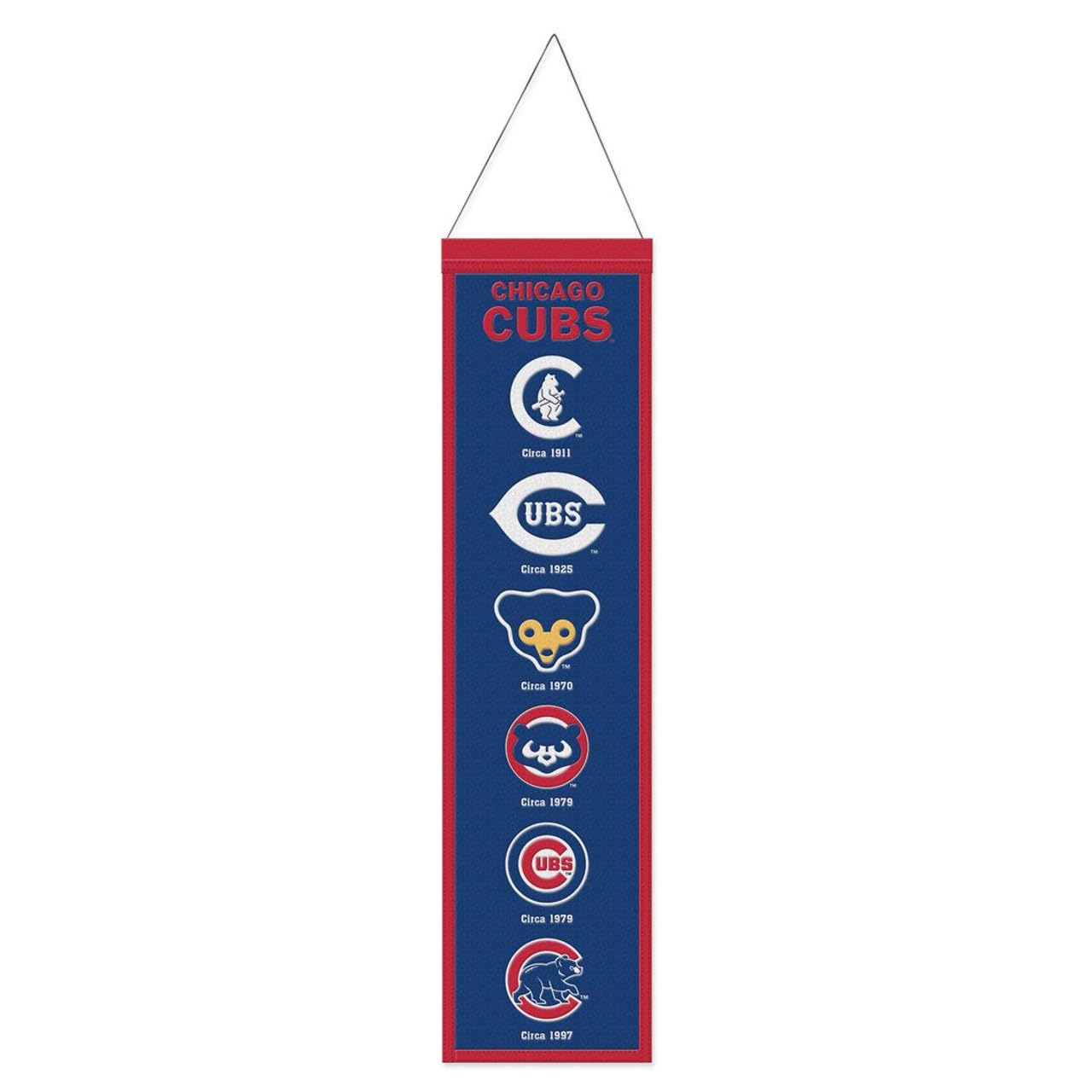 WinCraft Chicago Cubs Banner Wool 8x32 Heritage Evolution Design, Blue