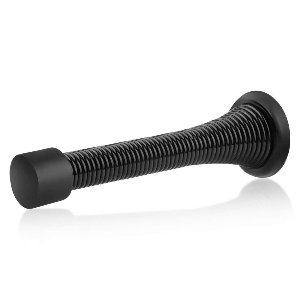 Homotek 30 Pack Black Spring Door Stops,3-1/8' Heavy Duty Door Stop - Flexible Spring Door Stopper With Low Mounted Black Rubbe