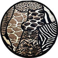EMIRATES Animal Skin Print Tiger Giraffe Leopard Round Area Rug Black Design 516 (4 Feet X 4 Feet)