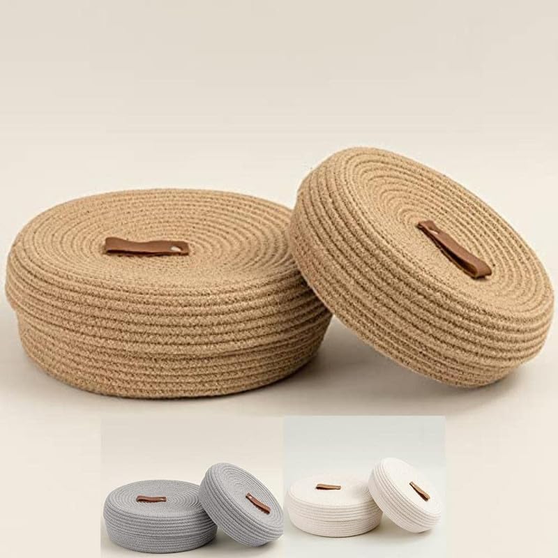 FIASCO mini rope laundry storage COTTON basket woven bag hamper baby nursery tray utility bucket organizer for kids toys, fruits
