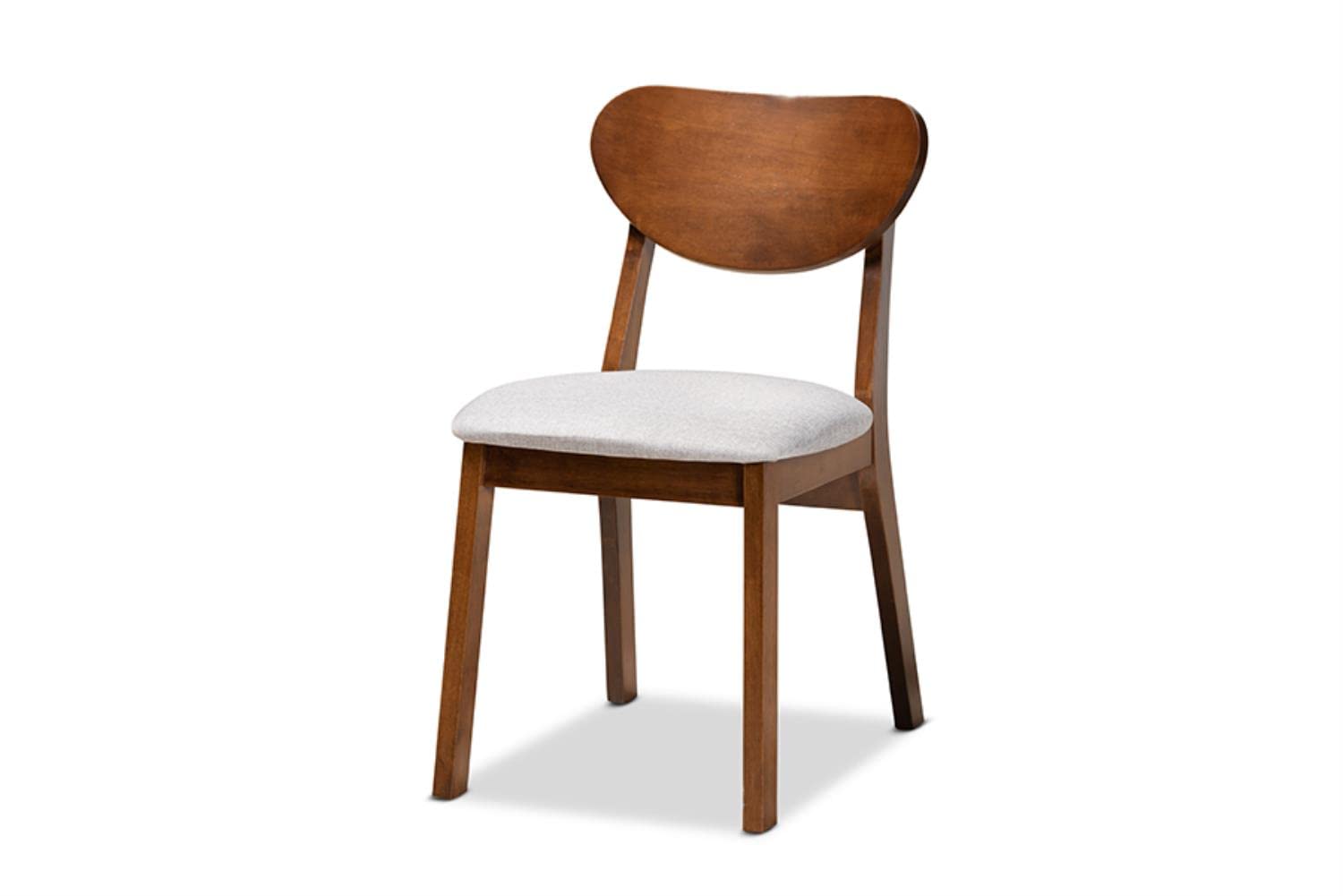 Baxton Studio Damara Mid-Century Modern Grey Fabric Upholstered and Walnut Brown Finished Wood 5-Piece Dining Set