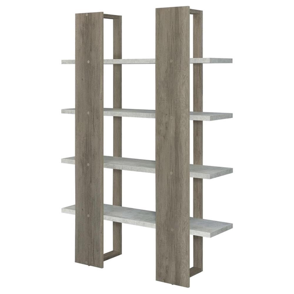 Coaster Danbrook Wood Bookcase with 4 Full-Length Shelves Gray and Cement