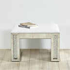 Elegant Decor Modern 26" Clear Crystal Mirrored Leather Vanity Stool