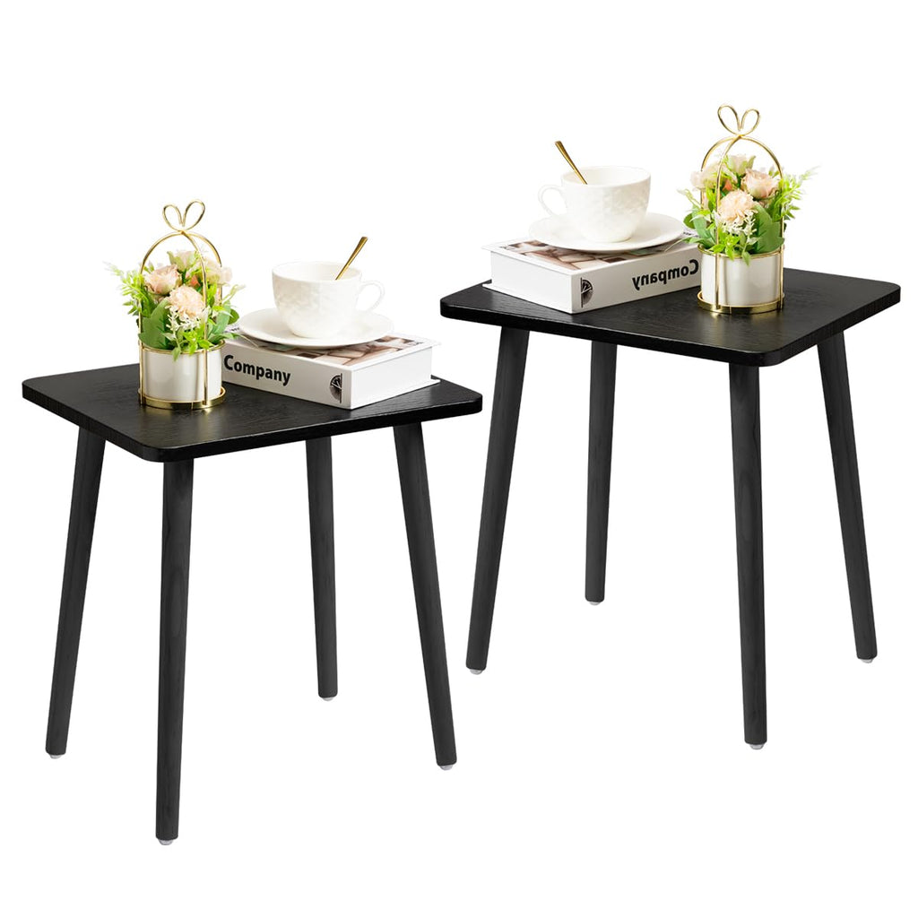 Foraofur Black End Tables Set Of 2, Modern Boho End Table For Living Room Bedroom, Small Side Table For Small Spaces With Stable Structure, Easy Assembly
