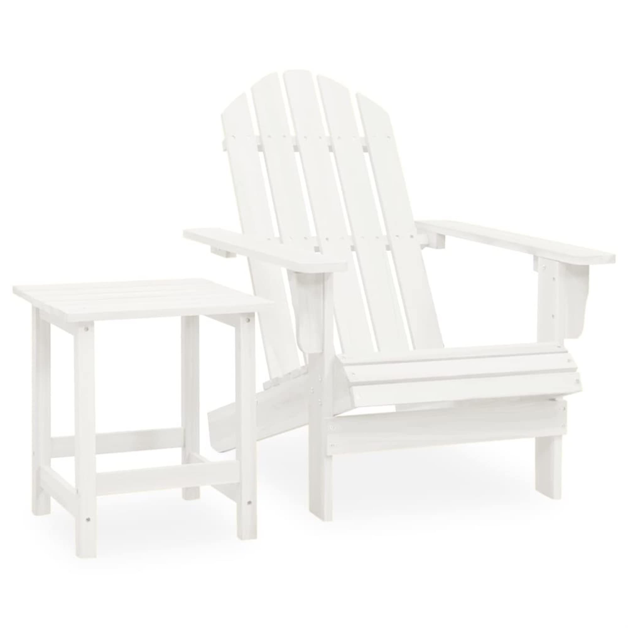 vidaXL Adirondack Chair and Table Set, Solid Fir Wood Outdoor Seating, Ergonomic Patio Furniture with 19.7' Wide Seat, Weather-