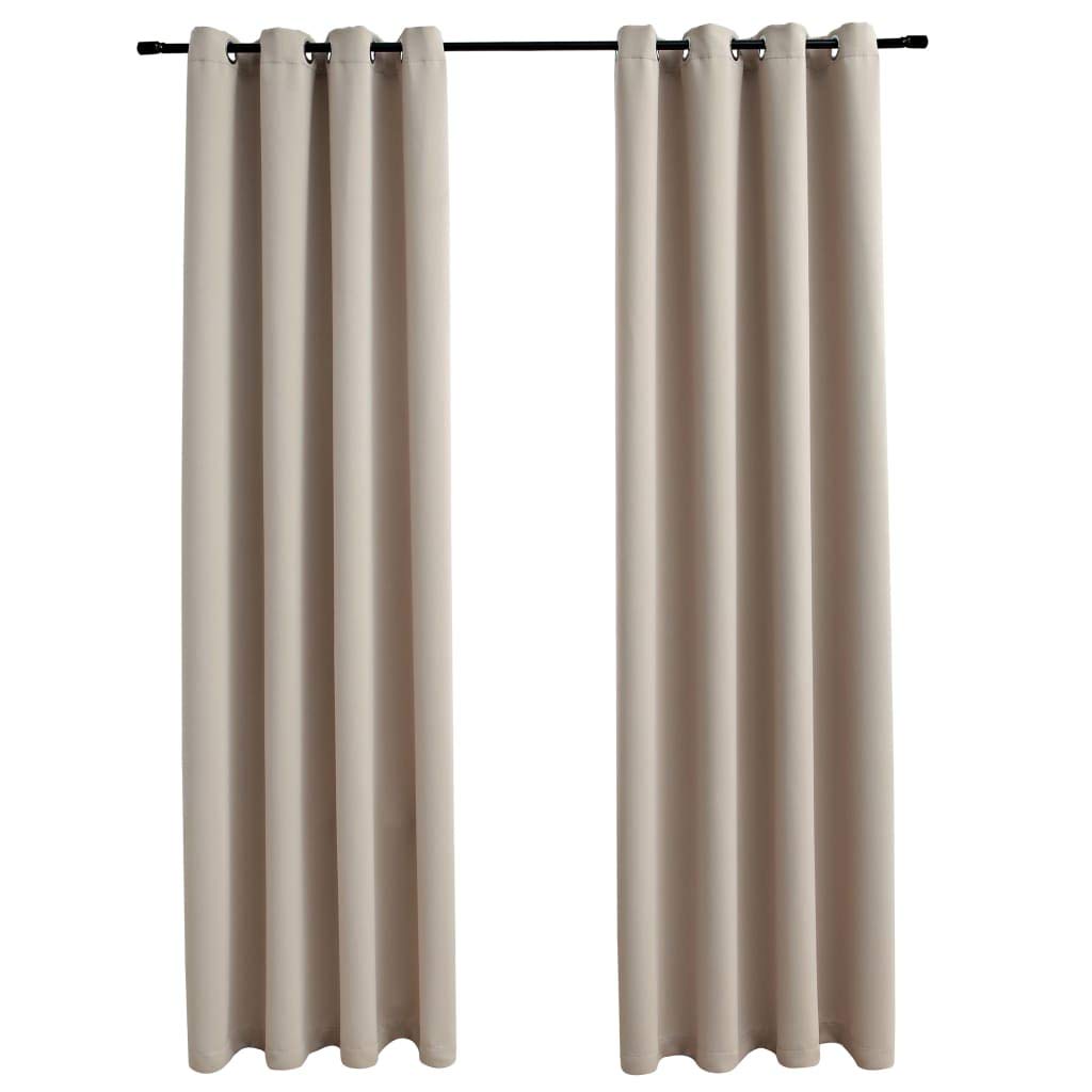 vidaXL Elegant Blackout Curtains, Beige, Timeless Design, Light-Blocking, Ring-Included for Easy Installation, Machine Washable, 2-Piece Set, 54&quot;x84&quot;