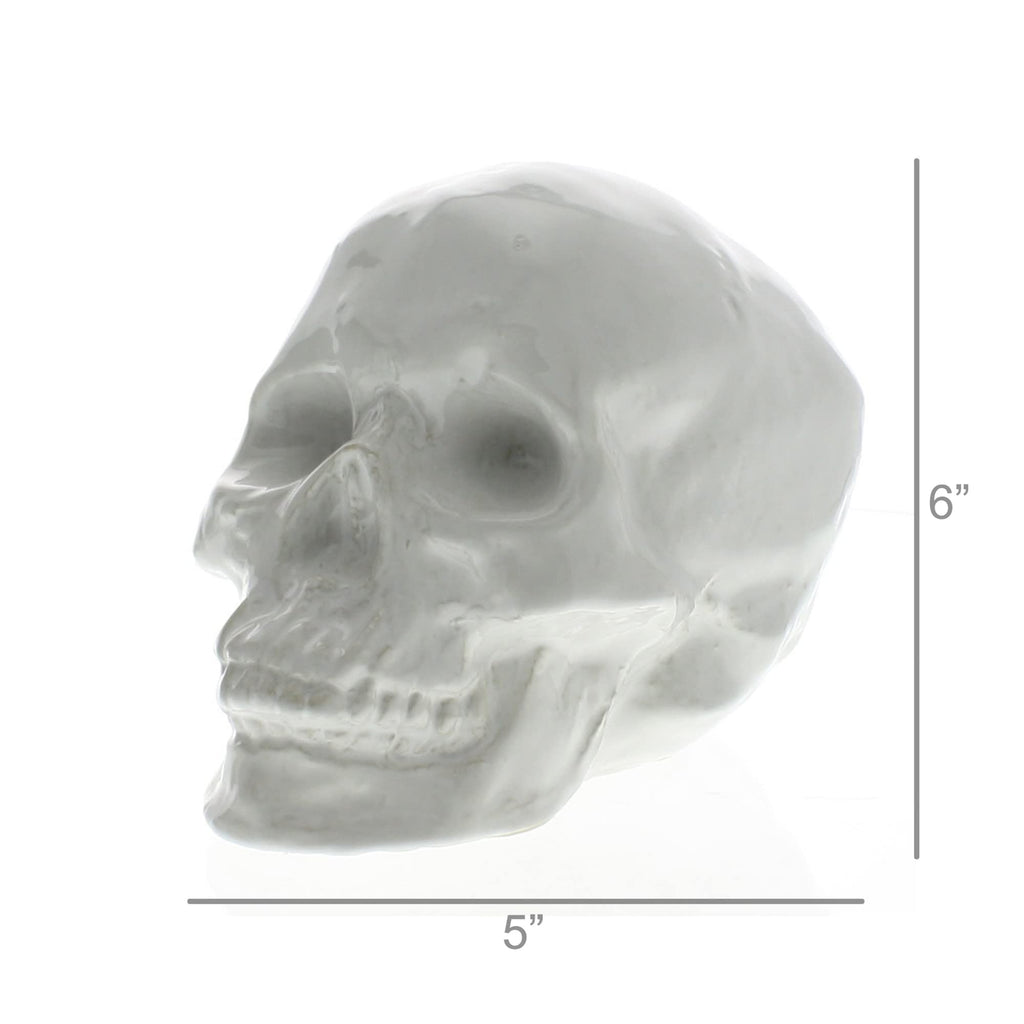 HomeRoots White Ceramic Skull Sculpture