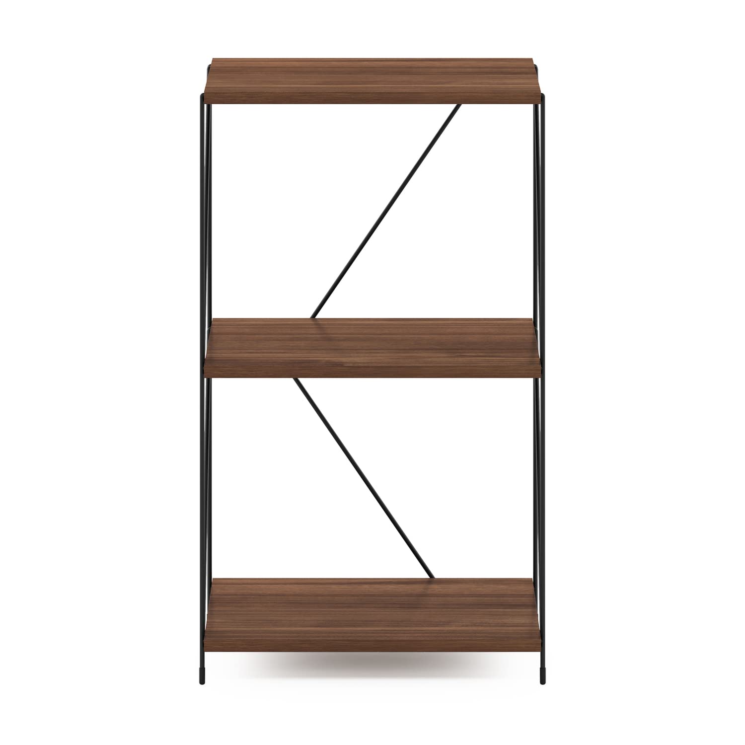 Furinno Besi 3-Tier Industrial Multipurpose Shelf Display Rack with Metal Frame, Walnut Cove