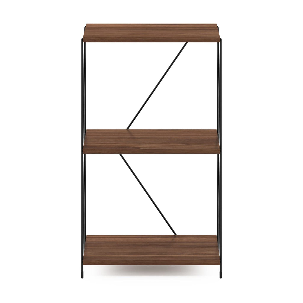 Furinno Besi 3-Tier Industrial Multipurpose Shelf Display Rack with Metal Frame, Walnut Cove