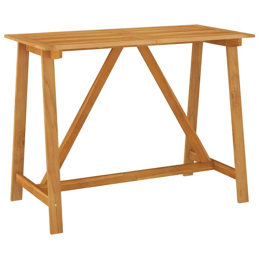 vidaXL Solid Acacia Wood Rectangular Patio Bar Table - Versatile Indoor-Outdoor Wooden Furniture with Oil Finish - Brown, 55.1'