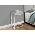 Monarch Specialties Accent Drawer-Chrome Metal Base, Gray Cement C-Table
