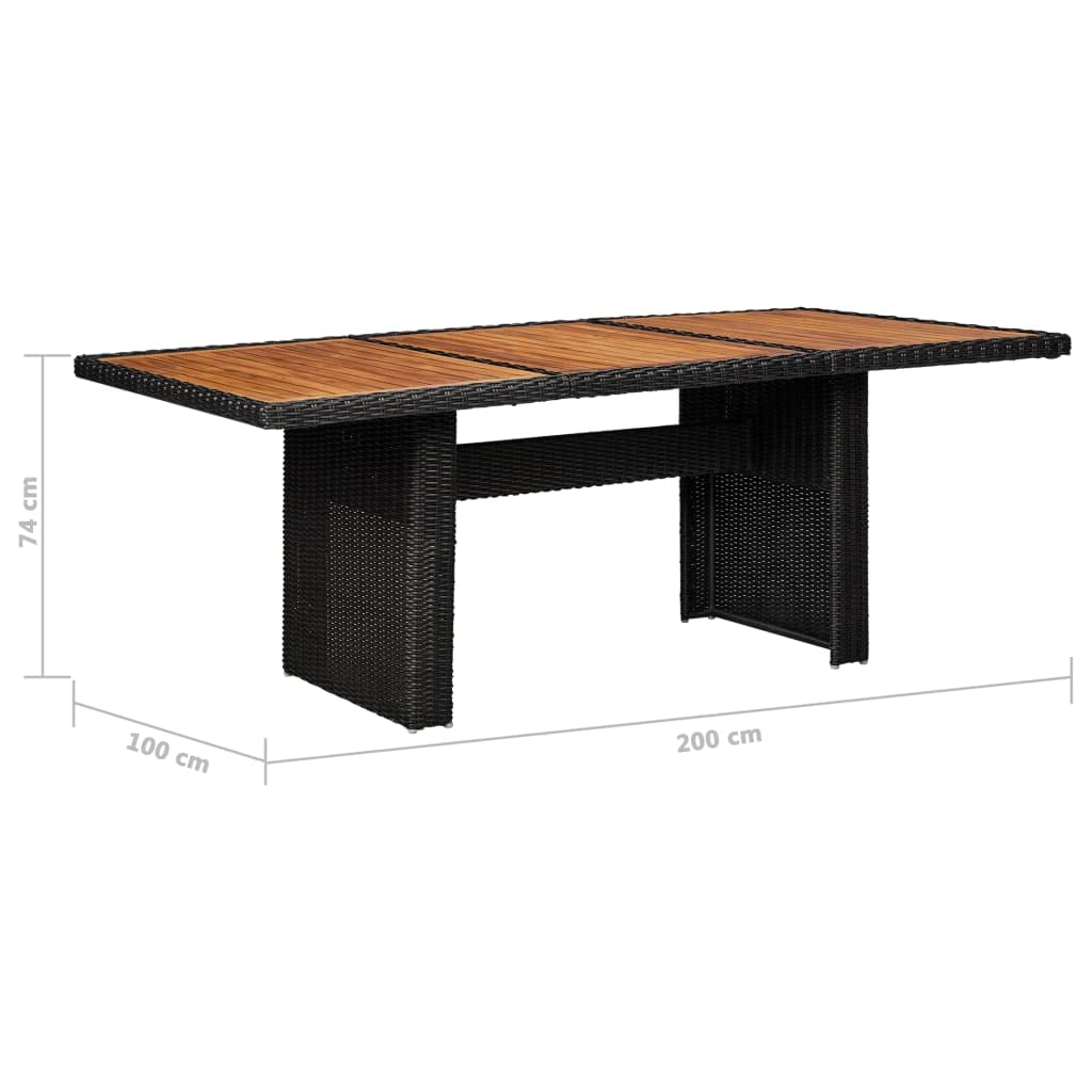 vidaXL 11-Piece Patio Dining Set - Poly Rattan and Dark Gray Acacia Wood Outdoor Furniture with Sunloungers, Chairs, Cushions, and Back Pillows