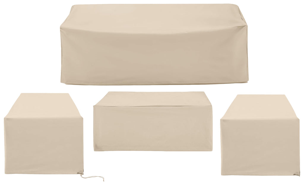 Crosley Furniture Patio Furniture Covers, Waterproof 4-Piece Cover Set For Outdoor Chairs, Sofa, Table, Tan