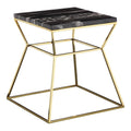 Pangea Home Geo Modern Marble & Steel Side Table In Black & Gold
