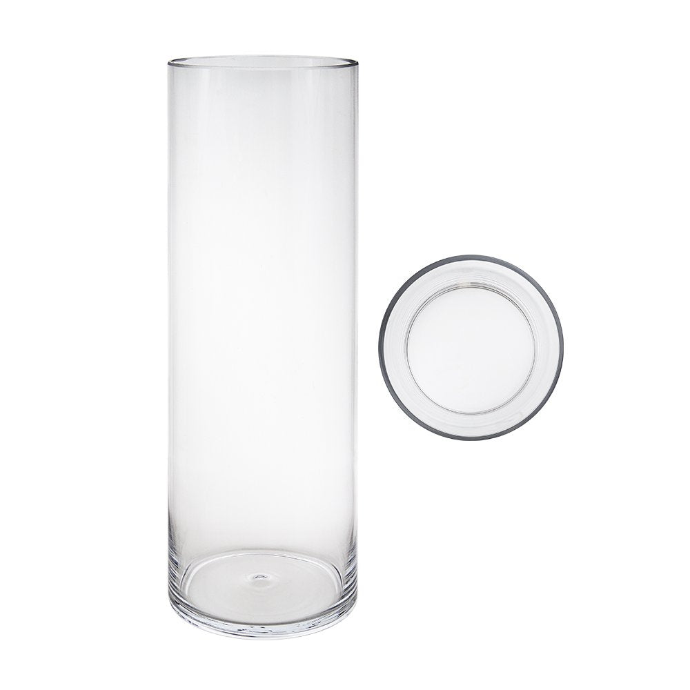Mega Vases Cylinder Vase 6 Inch x 24 Inch, Decorative Clear Glass with Sturdy Base, Wedding Centerpieces, Flower Bouquets, Home 