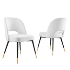 Modway Rouse Upholstered Velvet Side, 2 Pcs - Dining Chairs, White