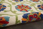 HomeRoots Blue/Multicolor 100% Polypropylene 6’ x 9’ Blue Vines Indoor Outdoor Area Rug