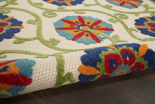 HomeRoots Blue/Multicolor 100% Polypropylene 6’ x 9’ Blue Vines Indoor Outdoor Area Rug
