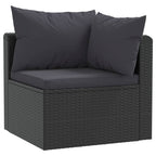 vidaXL 3 Piece Patio Sofa Set, Black Poly Rattan Outdoor Furniture with Cushions, Weather Resistant Material, Easy Assembly, Ideal for Courtyard, Poolside, Garden
