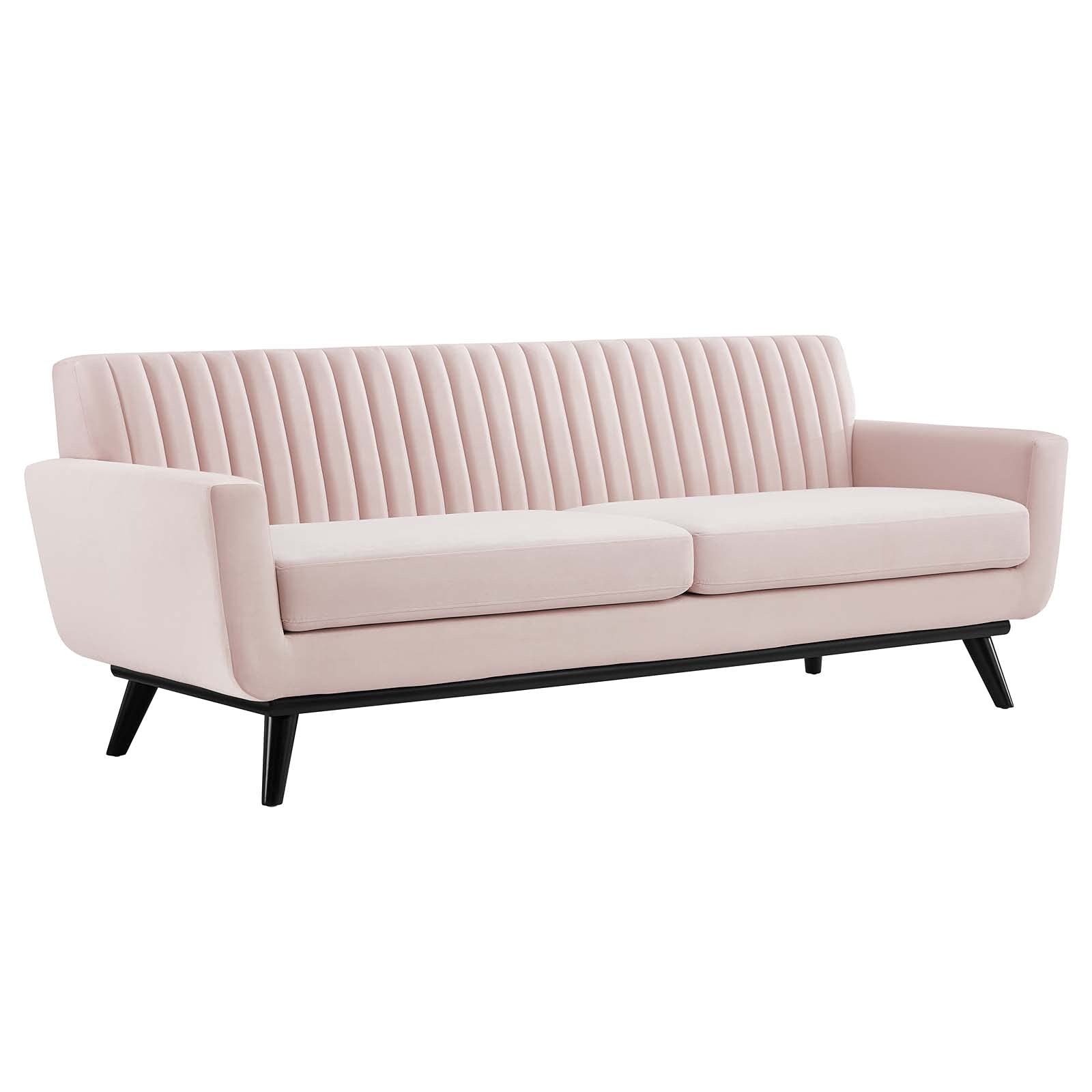 Modway Engage Channel Tufted Performance Velvet Sofa in Pink