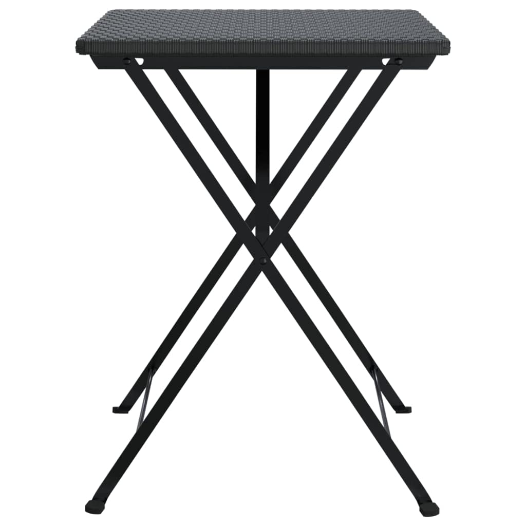 vidaXL Poly Rattan Black Folding Bistro Table - Weather Resistant, Foldable Design for Easy Storage & Transportation, Sturdy Steel Frame, Square Shape, Ideal for Garden, Patio and Balcony