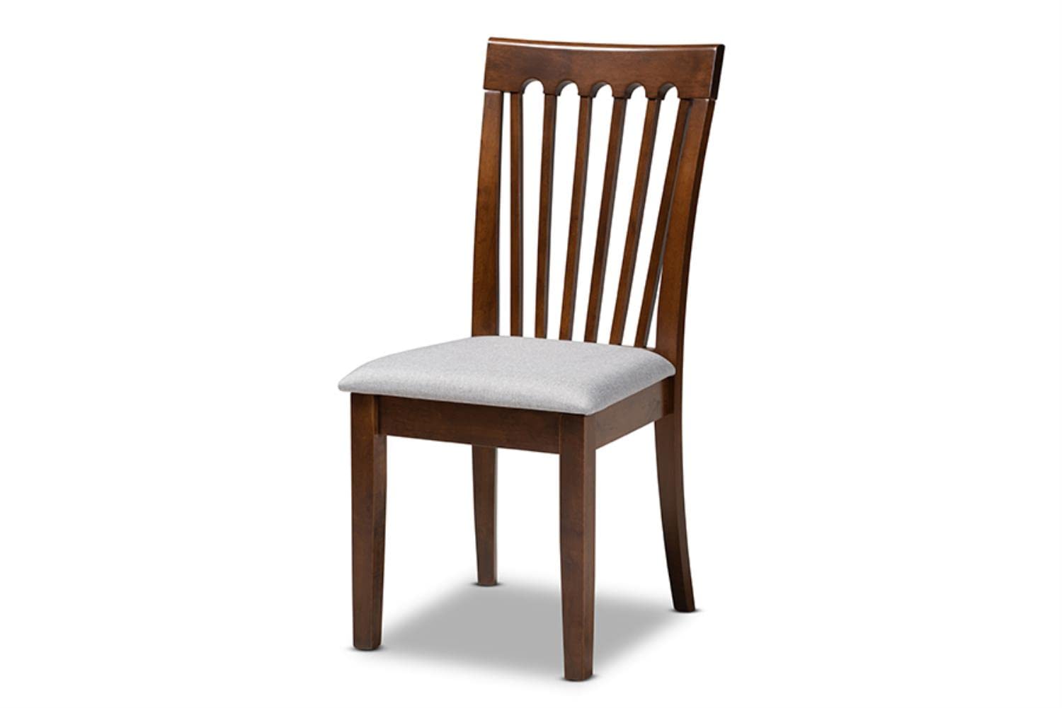 Baxton Studio LIDA Modern and Contemporary Grey Fabric Upholstered and Walnut Brown Finished Wood 5-Piece Dining Set