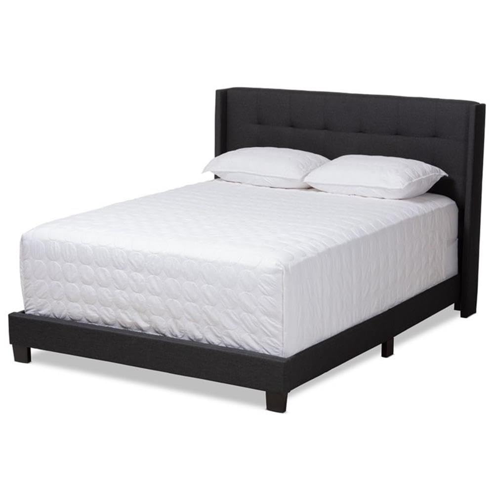 Baxton Studio Lisette Modern and Contemporary Charcoal Grey Fabric Upholstered King Size Bed