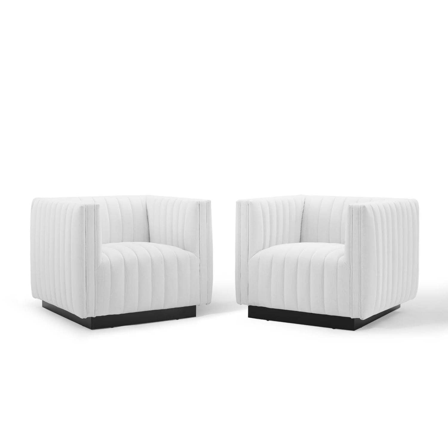Modway Eei-5045-Whi Conjure Tufted Armchair Upholstered Fabric Set Of 2, White