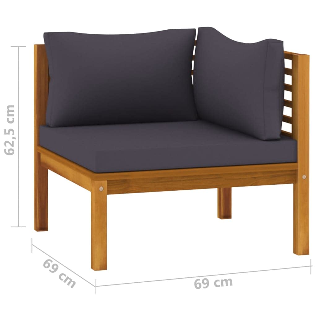 vidaXL Solid Acacia Wood Patio Lounge Set 6 Piece with Cushion Outdoor Garden Terrace Yard Balcony Wooden Sofa Seating Seat Sitting Chair Furniture