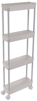Sooyee 4 Tier Slim Storage Cart Mobile Shelving Unit Organizer Slide Out Storage Rolling Utility Cart Tower Rack for Kitchen Bat