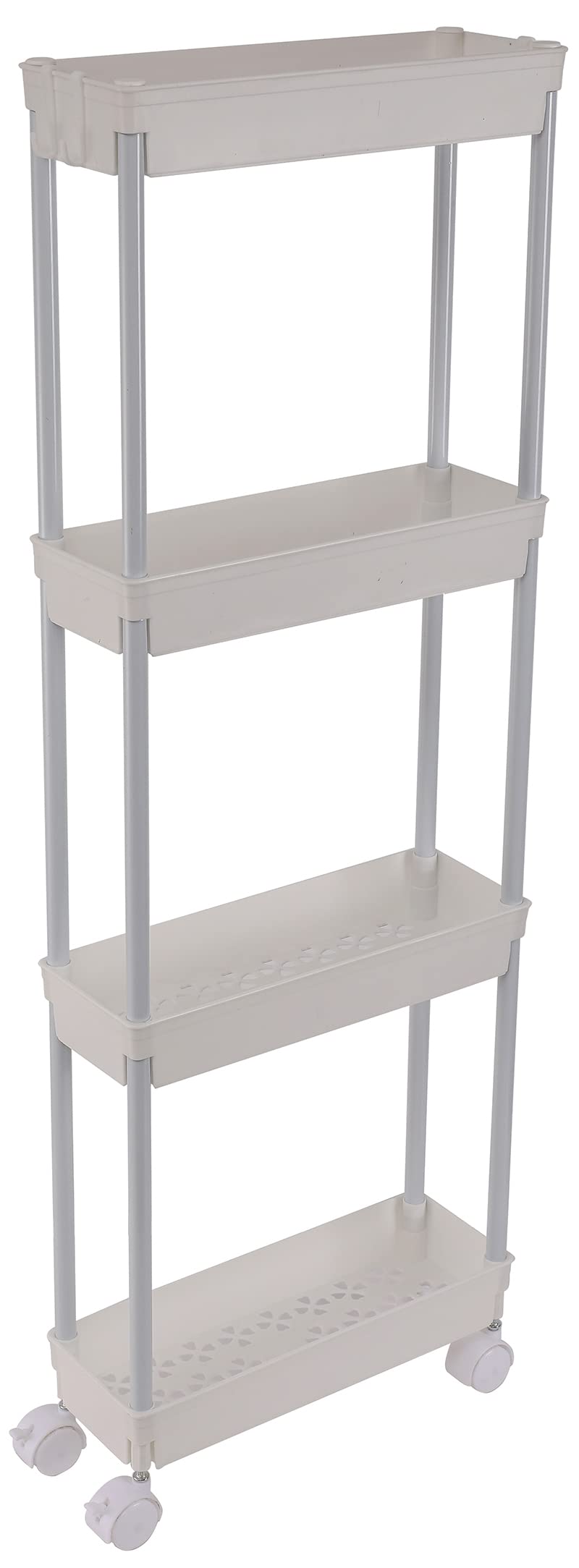 Sooyee 4 Tier Slim Storage Cart Mobile Shelving Unit Organizer Slide Out Storage Rolling Utility Cart Tower Rack for Kitchen Bat