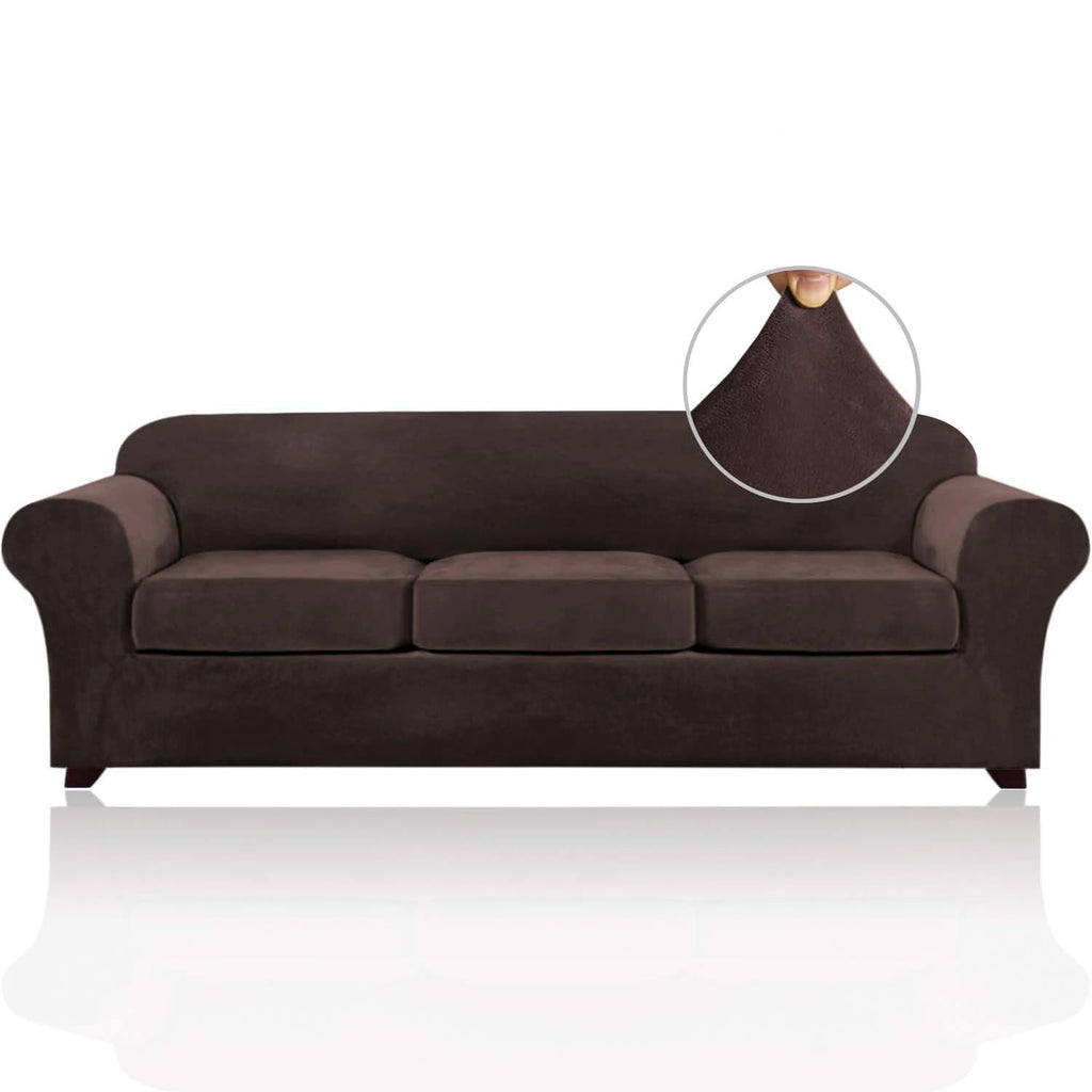 Princedeco 4 Pieces Couch Covers Extra Large Couch Covers For 3 Cushion Sofa Width Up To 105 Inch Thick Soft Furniture Slipcovers With 3 Individual Large Cushion Covers(X-Large,Oatmeal)