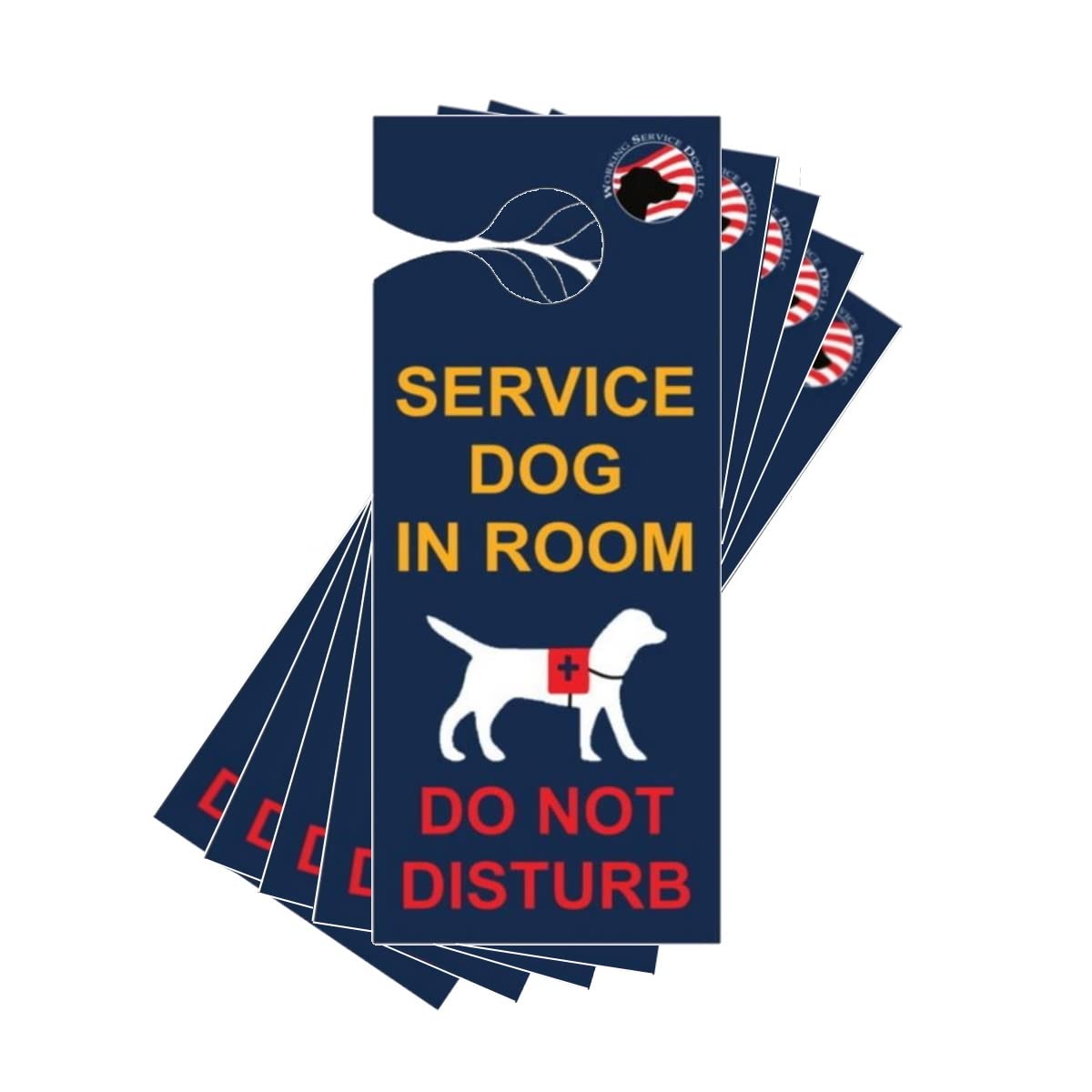 'Service Dog In Room - Do Not Disturb' - Door-Hanger Pack Of 5