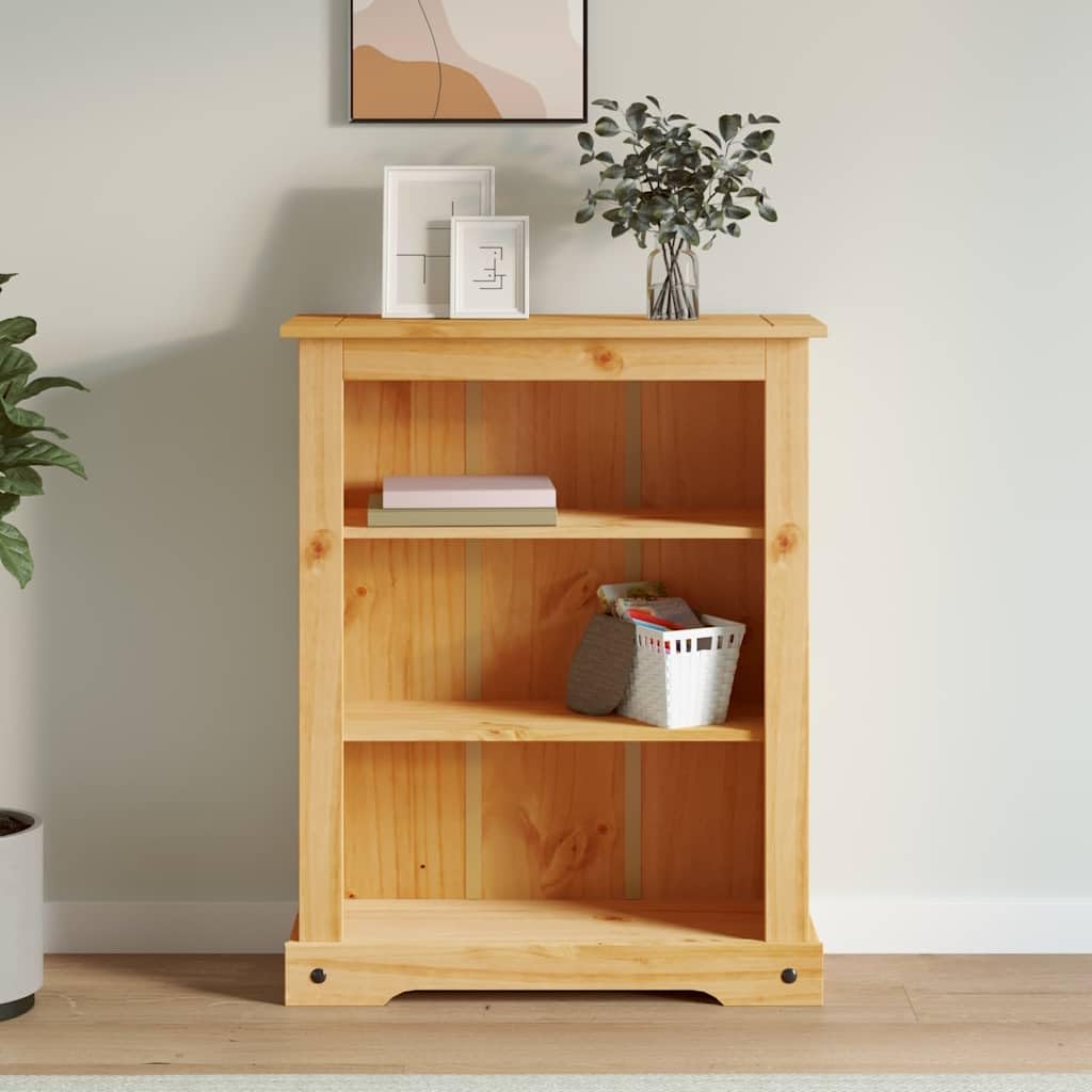 vidaXL 3-Tier Bookcase - Solid Waxed Pinewood, Timeless Design, Mexican 'Corona' Furniture Style, Ample Storage Space - Ideal for Living Room or Study - Brown