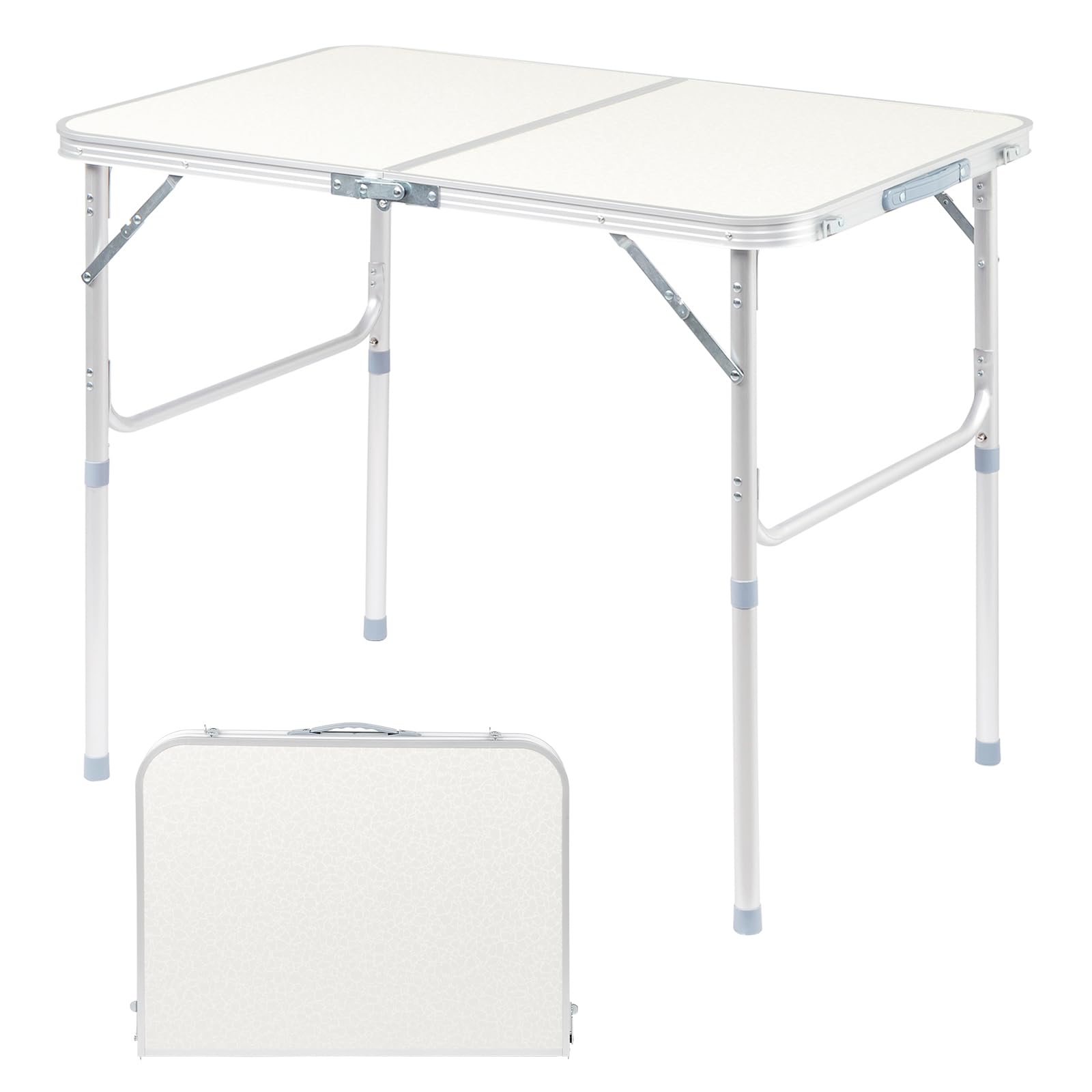 Outvita 3Ft Portable Folding Camping Table, Outdoor Waterproof Adjustable Height Table, Aluminum Lightweight Suitcase Foldable T