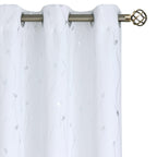 Bgment Room Darkening Curtains 84 Inch Length 2 Panels Set, Grommet Thermal Insulated Blackout Curtains With Wave Line And Dots Printed For Bedroom, Each 38 X 84 Inch, Pure White