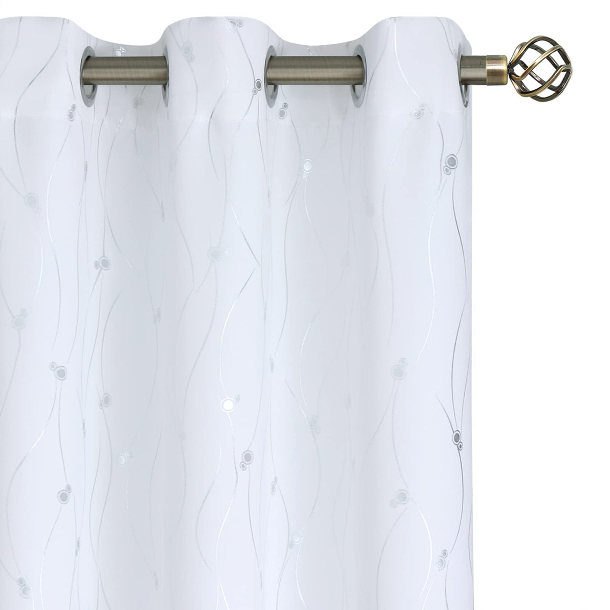 Bgment White Curtains 84 Inch Length 2 Panels Set Grommet Thermal Insulated Room Darkening Window Curtains With Wave Line And Do