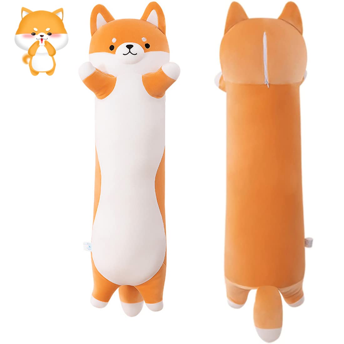MIAOHAHA Long Plush Shiba Inu Dog Toy Pillow Soft Stuffed Animal Akita Corgi Toy Plush Toy Pillow Hugging Pillow for Kids and Gi