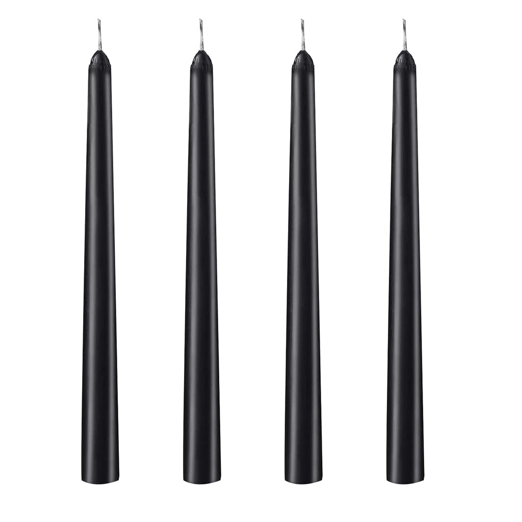 10 inch Black Taper Candles-Set of 4 Tapered Candle, Tall Candlesticks,Dripless and Smokeless,Home Dinner Candle, Party, Wedding