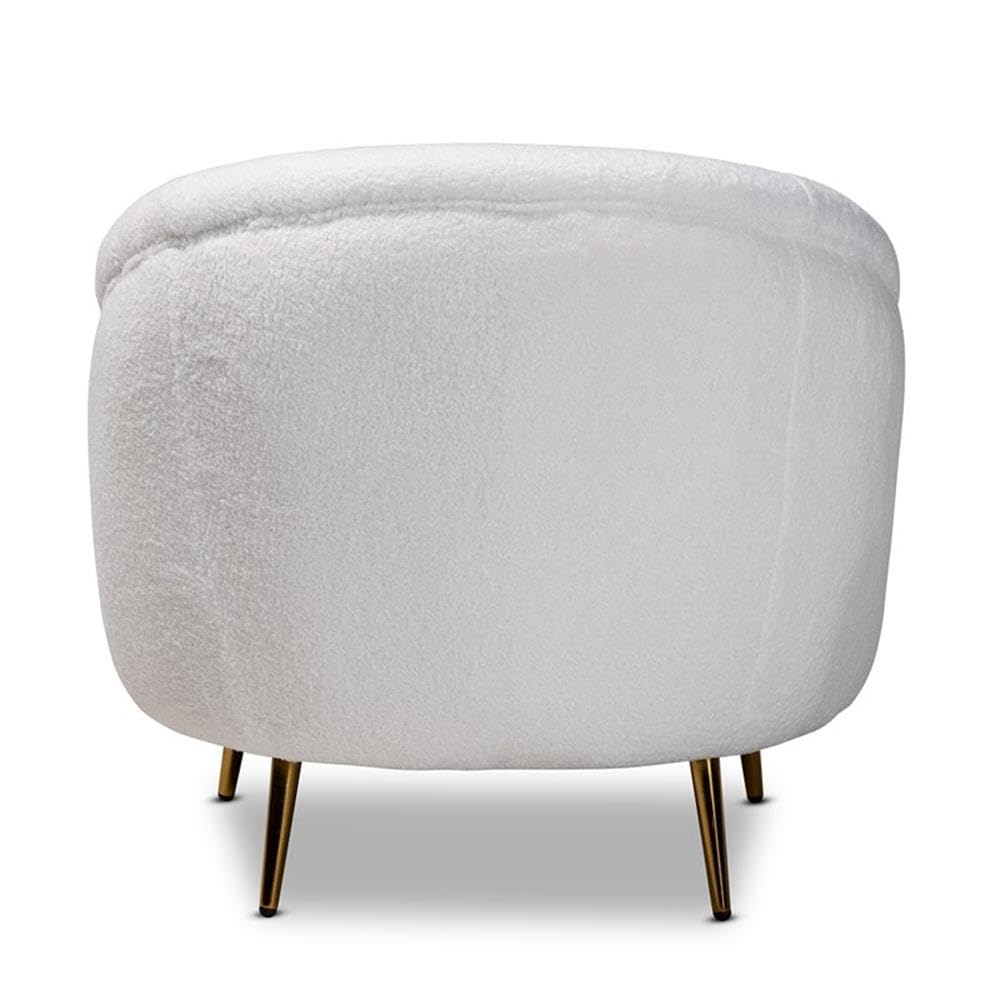 Baxton Studio Urian Modern and Contemporary White Boucle Upholstered and Gold Finished Metal Accent Chair