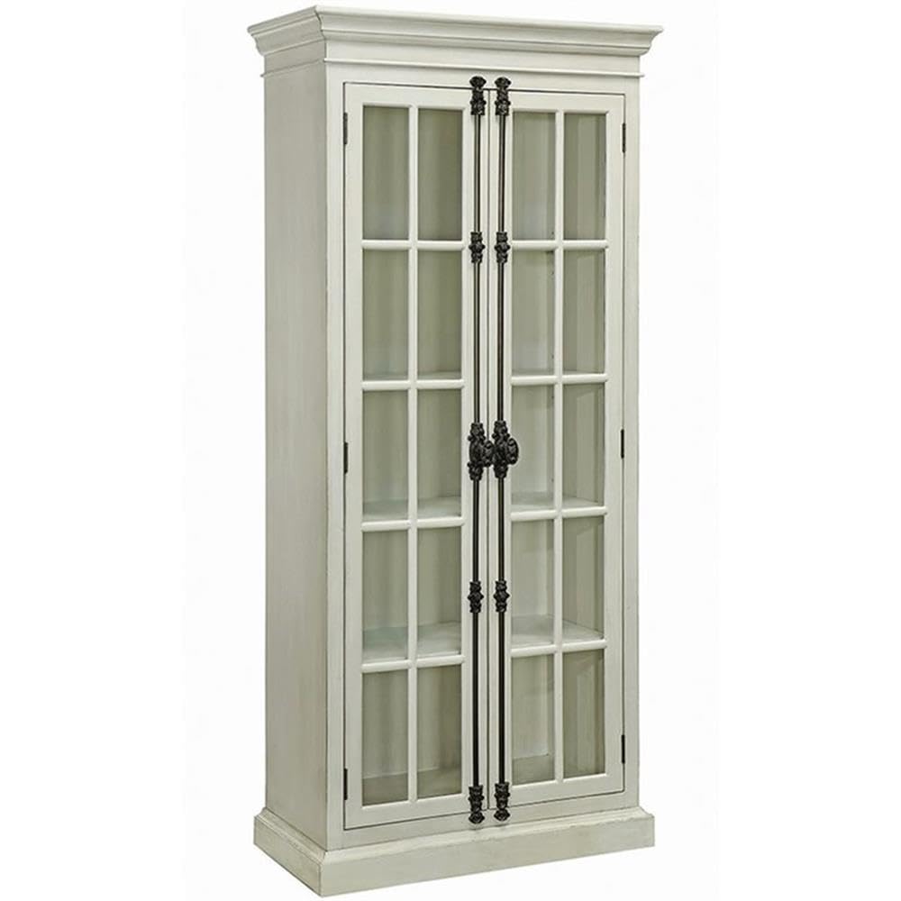 Coaster Furniture 2-Door Curio Cabinet Antique White and Clear 910187