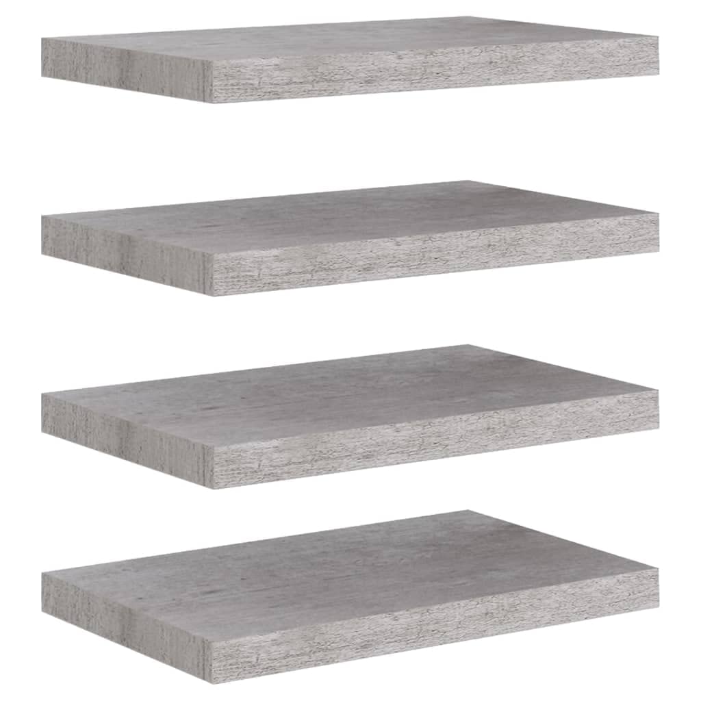 SKM Floating Wall Shelves 4 pcs Concrete Gray 19.7&quot;x9.1&quot;x1.5&quot; MDF